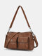 Women PU Leather Large Capacity Multi-pocket Vintage 6.5 Inch Phone Bag Crossbody Bags Shoulder Bag - Brown