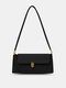 Vintage Women Faux Leather Solid Color Handbag Fashion Shoulder Bag - Black