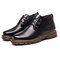 Men Warm Slip Resistant Microfiber Leather Business Casual Ankle Boots - Black Lace Up