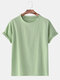Men Cotton Linen 8 Colors Solid Round Neck Loose Short Sleeve Casual T-Shirt - Green