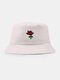 Unisex Cotton Rose Embroidery Fashion Sunshade Bucket Hat - Beige