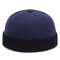 Mens Womens Couple Adjustable Solid French Cotton Bucket Cap Retro Vogue Crimping Brimless Hats - Blue