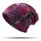 Womens Ethnic Cotton Ponytail Beanie Hat Vintage Good Elastic Warm Winter Turban Scarf Caps - Rose