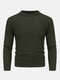Mens Knit Plain Solid Color Crew Neck Basics Pullover Sweaters - Army Green