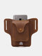 Men Genuine Leather EDC Multifunction Phone Bag Card Case Belt Sheath - Khaki