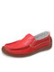 Plus Size Women Casual Soft Comfy Hand Stitching Flat Shoes - Red