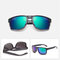 Men Retro Cycling Driving Sunglasses Casual Outdoor Sports Windproof Anti-UV Eyeglasses - Black & Green