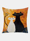 1 قطعة الكتان مجردة الكرتون القط Colorful أريكة السرير كرسي سيارة رمي غطاء وسادة الزخرفية غطاء الوسادة - #01