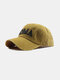 Unisex Washable Distressed Cotton Letter Embroidery Fashion Sunscreen Baseball Caps - Yellow
