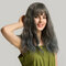 20 inch Natural Wavy Wigs Long Synthetic Hair Wig Gradient Mixed Colors Neat Bangs Wigs - 20 Inch