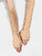 Women Dacron Solid Lace Flowers Sunshade Breathable Long Half-finger Gloves - Khaki
