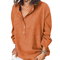 Women's T-shirt Solid Color Casual Fashion Long-sleeved Women's Shirt - Orange