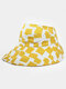 Poliéster feminino de algodão frente e verso usável sólido irregular cor-bloco estampa para-sol Top vazio Chapéu - Amarelo