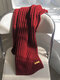 Unisex Knitted Solid Color Letter Label All-match Warmth Long Scarf - Wine Red