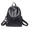Women Soft Leather Backpack Travel Large Capacity Shoulder Bag - Black