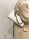 Women Crocodile Pattern Chain Shoulder Bag - Beige