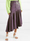 Solid Color Leather Asymmetrical Pleated Hem Casual Skirt for Women - Purple
