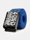 135-175 CM Men Canvas Overlay Irregular Pattern Iron Smooth Buckle Fashion Belt - Blue