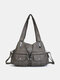 Women Faux Leather Multi-Pocket Large Capacity Shoulder Bag Crossbody Bags - Gray