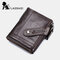 Men Genuine Leather RFID 7 Card Slots 2 Zipper Coin Purse Wallet - Coffee