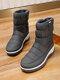 Women Casual Side-zip Warm Lining Soft Comfy Waterproof Slip Resistant Snow Boots In Winter - Gray