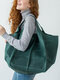 Women's Vintage PU Leather Oversize Brown Capacity Shoulder Bag Handbag Tote Bag - Green