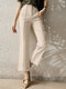 Solido Tasca Zip Frontale Su Misura Pantaloni Per Le Donne - Albicocca