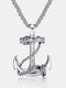 Vintage Titanium Steel Men Necklace Ship Anchor Cross Pendant Necklace Jewelry Gift - Silver