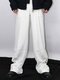 Mens Japan Solid Button Front Casual Pants - White