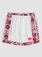 Men Colorful Geometric Patchwork Knotted Side Pockets Soft Board Shorts - White