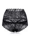 High Waisted Lace Cotton Crotch Tummy Shaping Butt Lifter Panty - Black