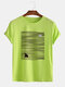 Mens Cartoon Animal Line Printed Cotton Casual Short Sleeve T-Shirts - Green