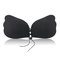 Sexy Front Lacing Gather Invisible Silicone Strapless Self-adhesive Bras - Black