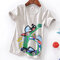 Boy's Cartoon Number Print Short Sleeves Casual T-shirt For 3-10Y - #06
