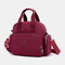 Women USB Charging Multi-carry Waterproof Backpack Crossbody Bag - Wine Red