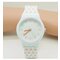 महिला बच्चों के लिए प्यारा ट्रेंडी घड़ी कैंडी रंग प्लास्टिक हार्ट स्पॉट घड़ी - सफेद