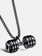 Trendy Dumbbell-shaped Pendant Titanium Steel Necklace For Men - Black