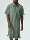 Men Waffles Texture Lapel Collar Chest Pocket Solid Robes - Green