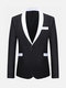 Business Formal Fashion Long Sleeve Thin Slim Fit Blazer Suit - Black