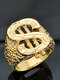 Trendy Stylish Carved Hollow Dollar Sign Geometric-shaped Alloy 18K Gold Plated Ring - Gold