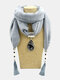 Vintage Carved Peacock Drop Tassel Pendant Solid Color Bali Yarn Alloy Scarf Necklace - Light Gray