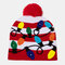 Christmas Snowman Elk Christmas Tree Cuffed Ball Knit Hat - #13