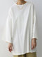 महिलाओं के लिए सॉलिड ड्रॉप शोल्डर लूज क्रू नेक टी-शर्ट - सफेद