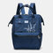 Women Anti theft Waterproof Embroidery Casual Backpack School Bag - Navy Blue