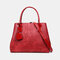 Women Vintage Handbag Solid Shoulder Bag - Red