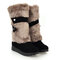 Large Size Furry Stitching Mid Calf Slip On Warm Mid-calf Snow Boots - Black