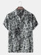 Holiday Mens Abstract Geometric Print Regular Hem Shirt With Pocket - Black