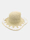 JASSY Women's Foldable Straw Hat Travel Casual Bucket Hat Sunshade Beach Hat - Apricot