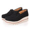 Plus Size Women Moccasins Suede Tassel Flat Platform Sneakers Shoes - Black