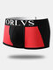 Men Sexy Color Block Boxer Briefs Cotton Comfortable Pouch Underwear - Red